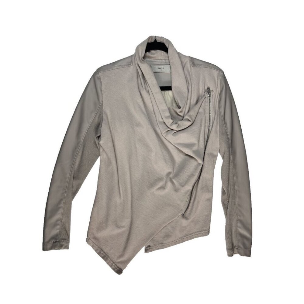 BLANK NYC Beige-SMALL-Asymmetrical Draped Zip Jacket Faux Leather -FREE Shipping